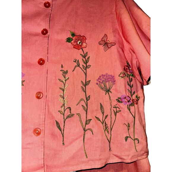 Studio Ease Floral Embroidered Butterfly Jacket with Dress Linen Fairy Sz 18W - Picture 7 of 16